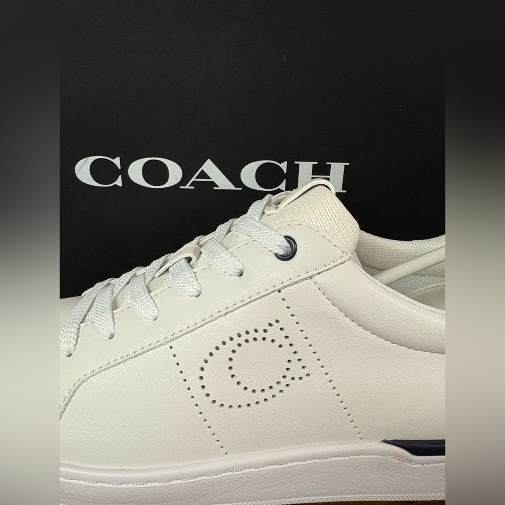 Coach Womens Lowline Leather Sneakers Optic White/Midnight Navy 8.5B - Picture 5 of 10